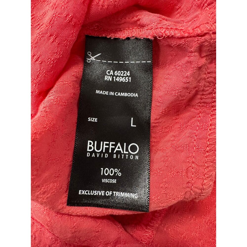 Buffalo David Bitton Womens Large Red Cap Sleeve Tie Waist Top 100% Viscose - Picture 6 of 12